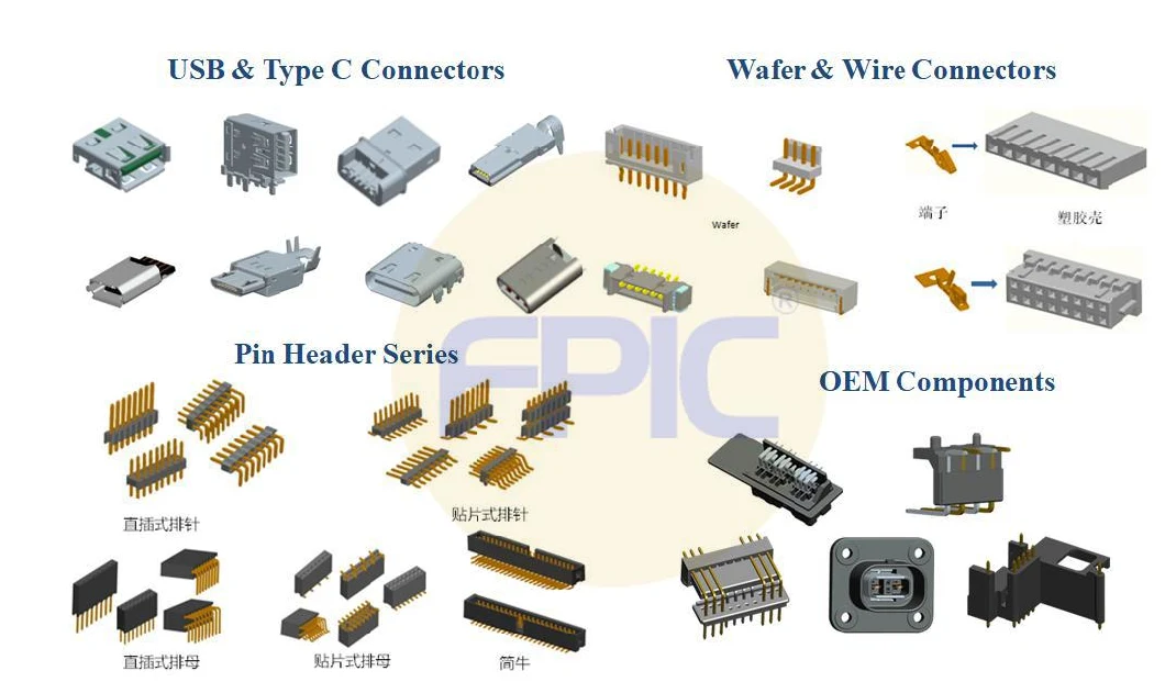 R/a Board to Board Connectors Black Insulator 1.27pitch 90 Degree Pin Headers with Different Row