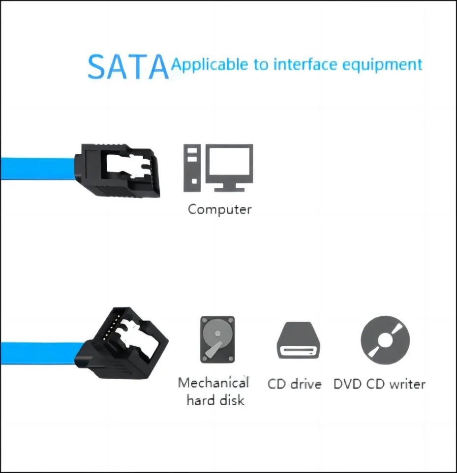 High Speed SATA 2.0 3.0 90 ° Cable 8-Core SATA Cable Serial Hard Disk Data Cable